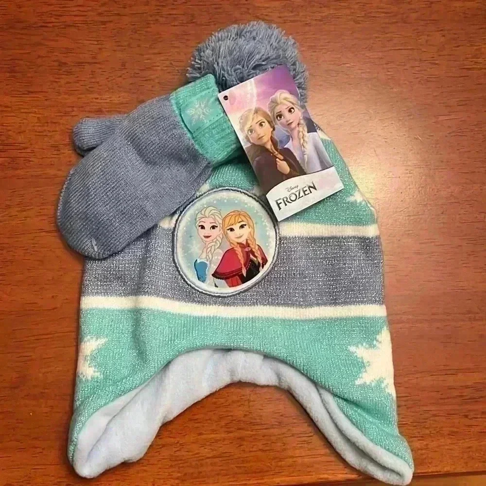 NWT Disney | Frozen Anna and Elsa Hat and Mitten Set | OS Toddler